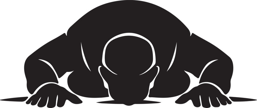 Man bowing down in deep prostration
