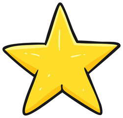 Obraz premium Bright yellow five pointed star with black outline and subtle highlights