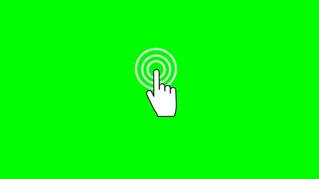 Animation of a hand clicking an icon on a computer screen. Motion graphic of a hand cursor icon. 4K video clip of a flashing mouse cursor.