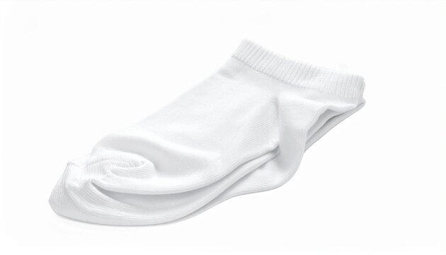 Neatly folded white sock on plain surface, clean bright lighting emphasizing softness, purity, and minimalist product design&hellip;