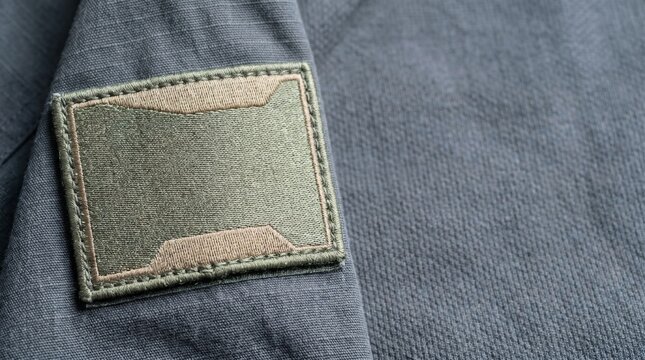 Close-up of military fabric patch on tactical clothing  