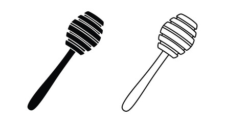Two Honey Dippers Black Fill And White Outline Minimalist Silhouette © Rina