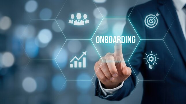 A modern concept of onboarding new employee processes and organizational socialization for teams.