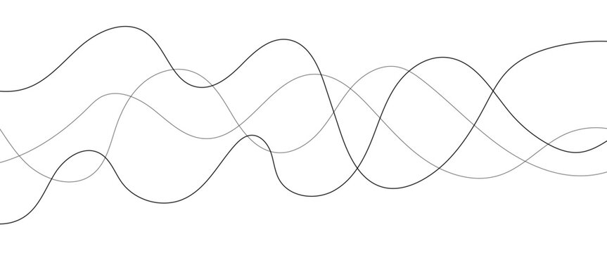 Technology abstract lines on white background. Undulate Grey Wave Swirl, frequency sound wave, twisted curve lines with blend effect