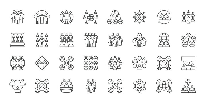 Crowd of People icons in line design. crowd, people, group, community, audience, users, population on white background vector. Crowd of People editable stroke icons.