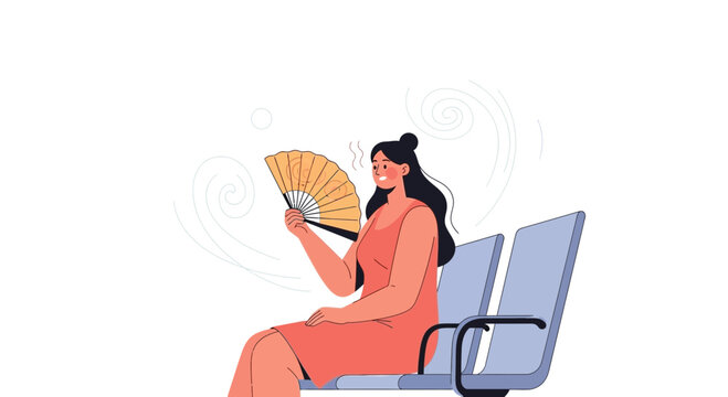 Woman Fanning Herself in Hot Weather