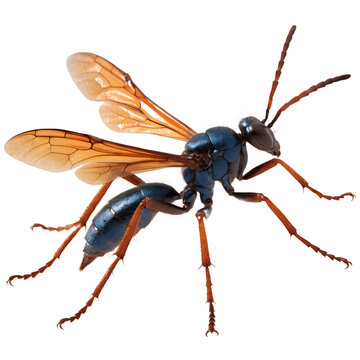 Tarantula Hawk Wasp (Pepsis sp.) Large Predatory Wasp Isolated on Transparent Background PNG