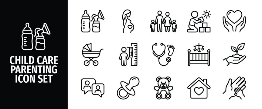 Child care parenting icon set