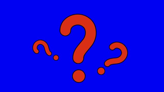 A video showcasing a thought-provoking animation of question marks on a blue background