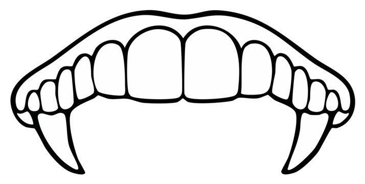 White Fangs Vampire Teeth Silhouette for Halloween and Spooky Concepts