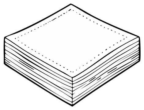 Clean stack of folded paper napkins or tissues in a simple line art drawing