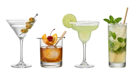 Fotobehang Bar Four classic alcoholic cocktails set, isolated on transparent background  © PNG Lab