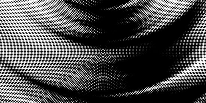 Black radial halftone circles. Dotted sound wave rings. Stippled epicenter, target, radar icon concept. Ripple concentric signal vibration element. Vector round dashed and dotted