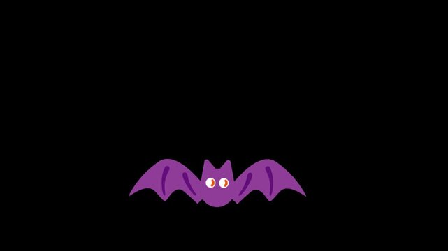 A cartoon purple bat flies through the dark night sky in this animated video.