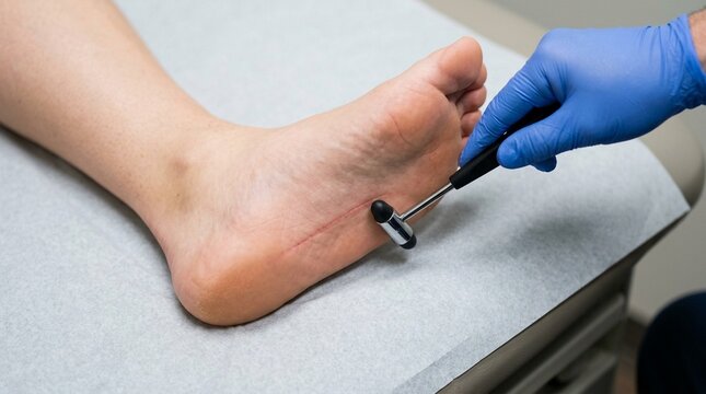 Babinski Sign Test Stimulus Applied to Plantar Foot Surface Neurological Reflex Exam