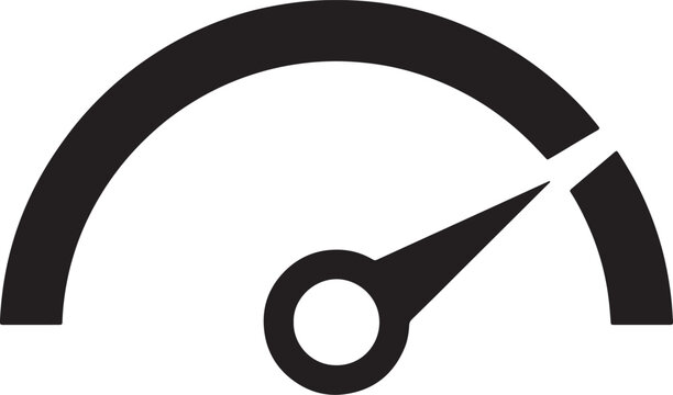 Black and white silhouette of a speedometer gauge, automotive speed indicator isolated on a white background, for cars also, transparent background
