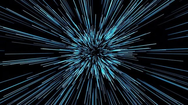 Cinematic Blue Lightspeed Tunnel Warp Transition through the Universe