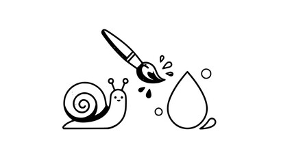 Snail brush and water icons horizontal vector collection © MstLiza