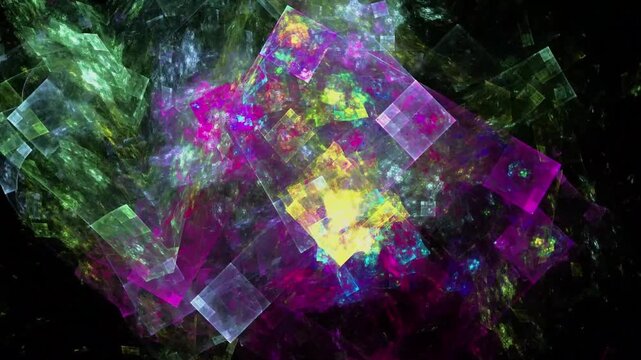 Abstract colorful geometric 3d cube fractal animation loop