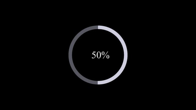 Circle loading bar animation. Animated loading screen on black background. Minimal whit progress bar loading animation