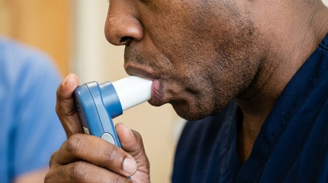 Spirometer Mouthpiece Correct Seal Position Demonstrated Lung Function Test Technique