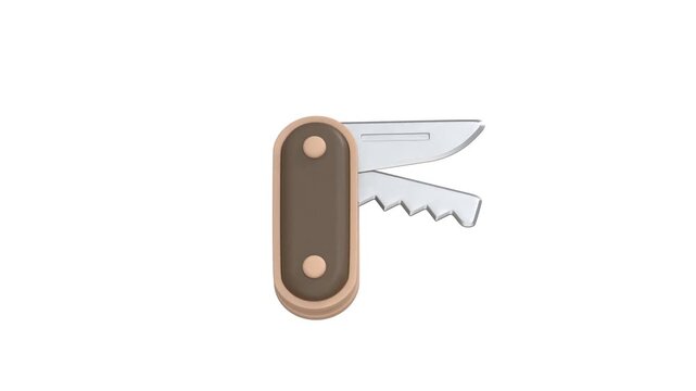 Pocket Knife icon 3d rendering animation on 4k	