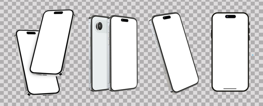 Smartphones mockup with blank screens while levitating in the air
