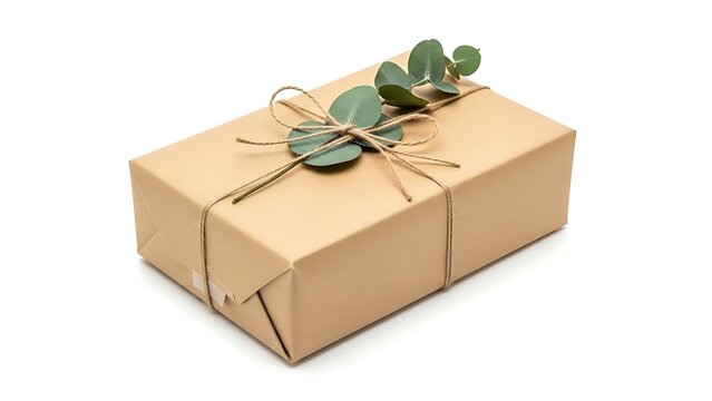 Elegant gift box with natural twine and eucalyptus leaves