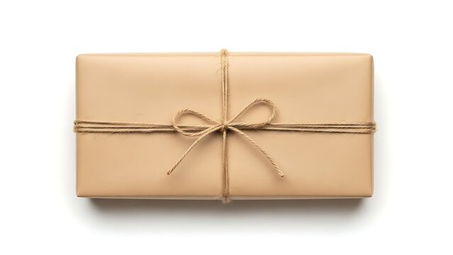 Elegantly wrapped gift box with twine bow