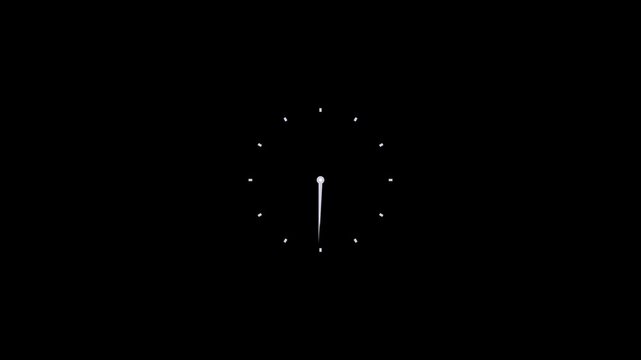 Simple watch face animation. fast moving clock hands. minimal time loop