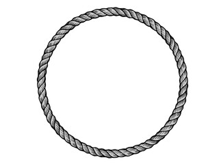 Fototapeta premium Circular Rope Frame Illustration - Nautical Border Design in Black and White