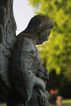 Angel Statue Historic Ebenezer Cemetery Near Troup TX, Rural East Texas