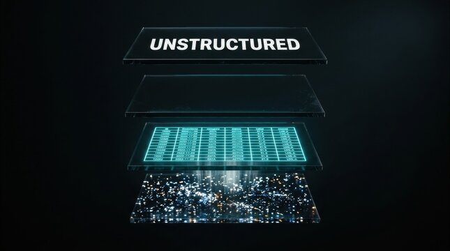 Unstructured data layers being processed and analyzed by advanced technology for insights