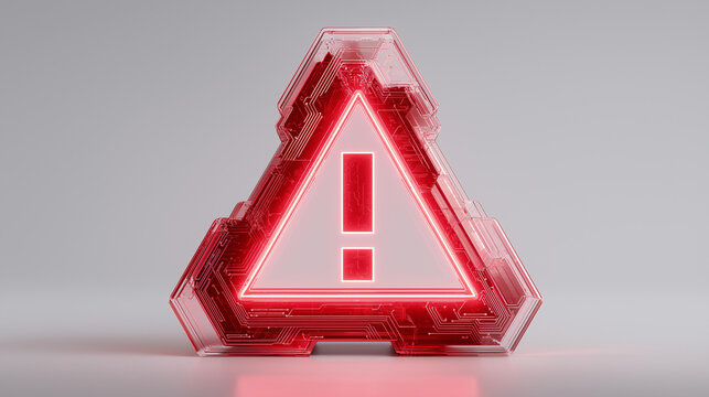 Glowing warning triangle icon symbolizing alert and risk notification