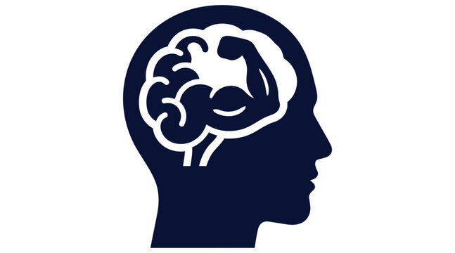 Mental strength human head strong brain muscle vector icon