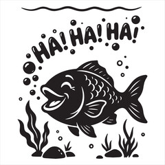 Fototapeta premium Fish Underwater Blowing Speech Bubbles in Clean Minimal Silhouette Design