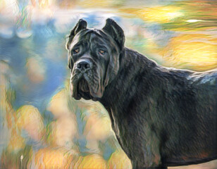 Cane Corso or Italian Mastiff male juvenile dog, digital photo art © Mark J. Barrett