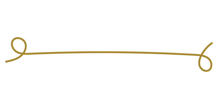 Simple hand drawn gold line divider with curly ends for page decoration Vector