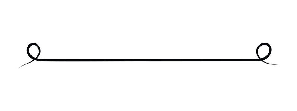 Simple black decorative line divider with curled ends for text separation Vector