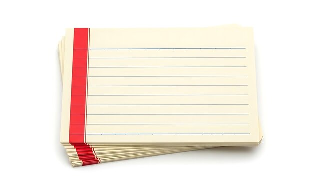 Stack of lined index cards with red tabs