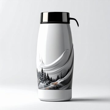 Insulated Travel Mug Winter Landscape Design Snow Covered Trees Mountains Artistic Thermos Adventure Nature Photography for Adobe Stock Viral Ranking