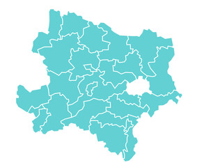 Obraz premium Lower Austria state map with all districts in solid color design