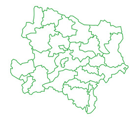 Fototapeta premium Lower Austria state map with all districts in green color outline