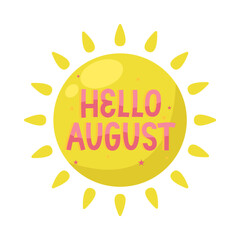 Hello august greeting card with sun © Wafa