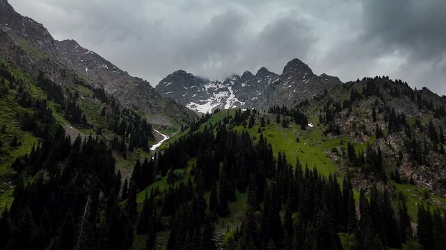 Aerial Mountains landscape in Kazakhstan