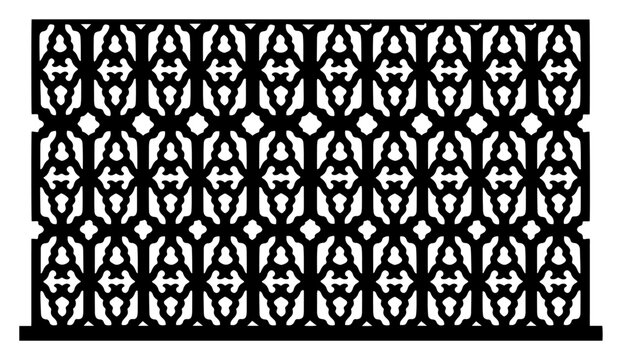 Geometric ornamental screen pattern with traditional oriental motifs for laser cutting and decor