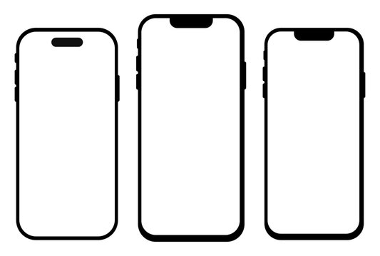 Minimal line phone mockup vector featuring clean smartphone outline design. Editable SVG illustration for app presentations, UI showcases, wireframes, prototypes, and mobile design projects.