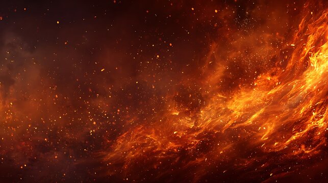 Vibrant orange and yellow swirling cosmic energy with bright specks background