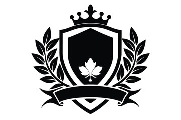crest coat of arms border heraldic frame silhouette line art vector illustration © kanchanrani