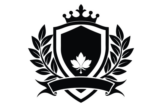 crest coat of arms border heraldic frame silhouette line art vector illustration